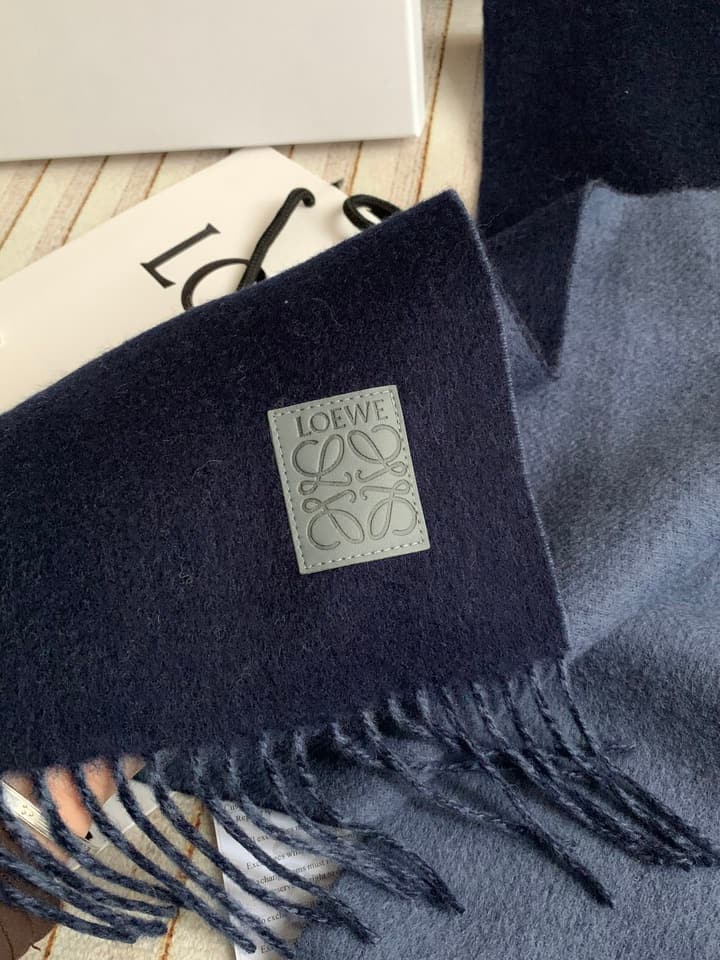 Loewe Classic Cashmere Scarf in Navy & Slate Blue