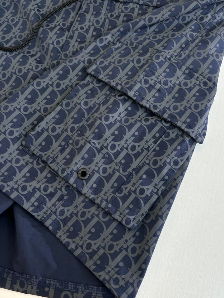 Dior Oblique Print Beach Shorts – Spring/Summer Collection – 25SS in Light Blue Oblique