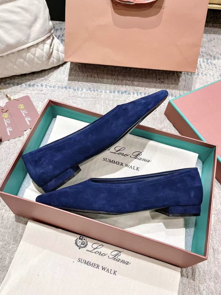 Loro Piana Rebecca Minimalist Ballerina Flats – Spring/Summer Collection in Black Suede