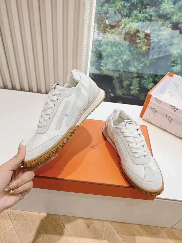 Hermès Bouncing Calfskin Sneakers in Tan Suede