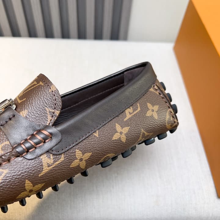 Louis Vuitton Pebbled Leather Driving Shoes in Black Smooth Leather