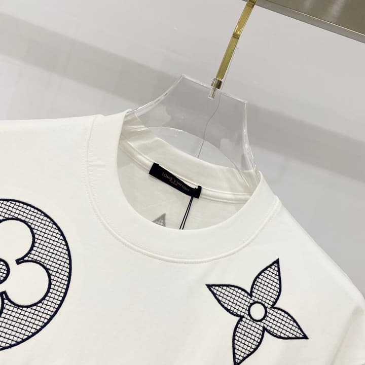 Louis Vuitton 320g Clover Grid Embroidery T-Shirt in Black
