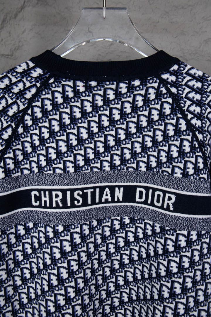Dior Monogram Double-Sided Jacquard Crewneck Sweater – 24SS in Navy Monogram Pattern