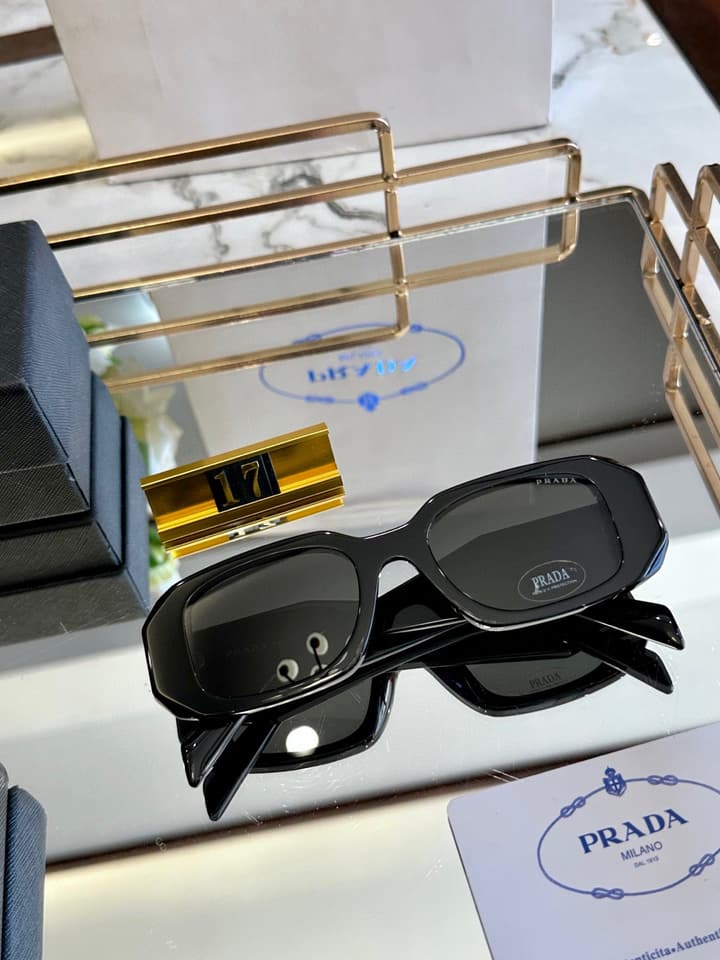 Prada Polarized Acetate Sunglasses in Glossy Black Frontal