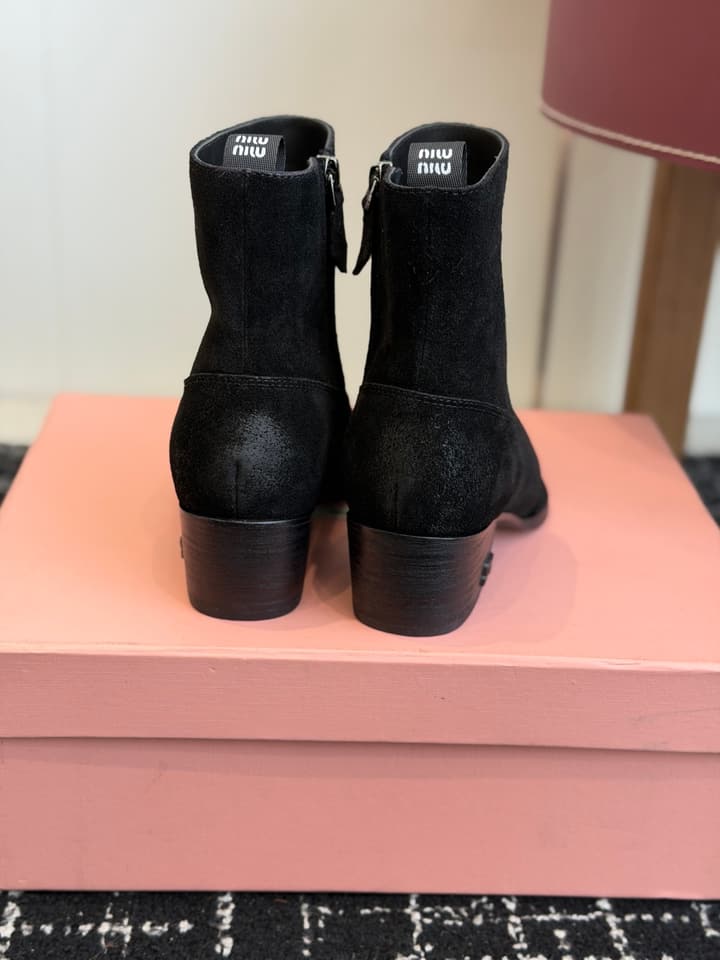 Miu Miu Distressed Leather Cowboy Biker Boots – 2026SS