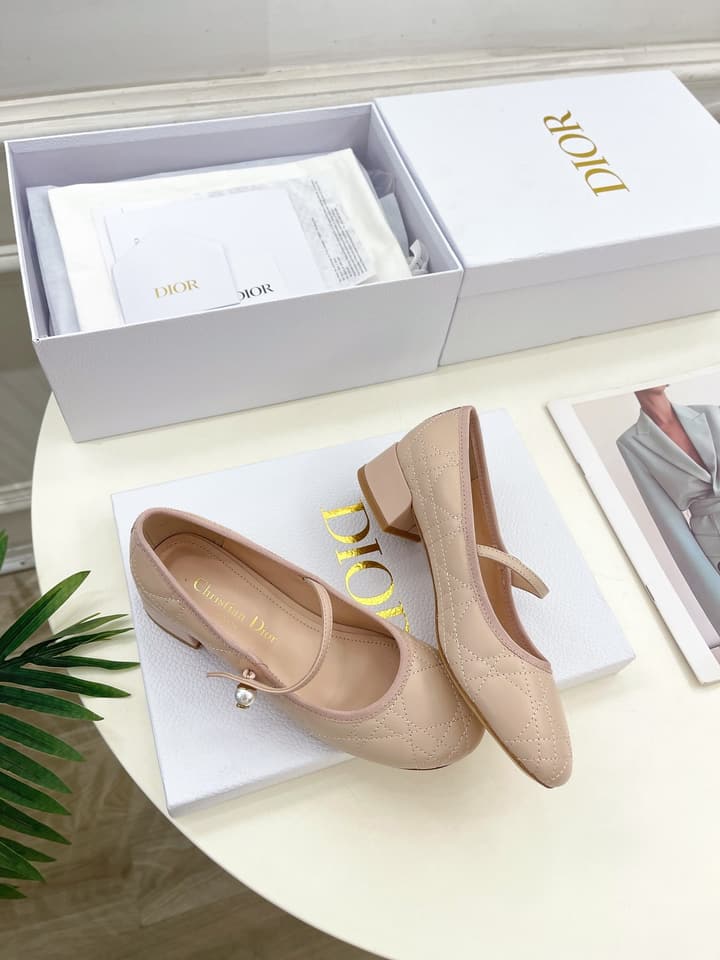 Dior Cannage Pearl Ballet Pumps – 2024 Early Spring Collection in Cream Mary Jane