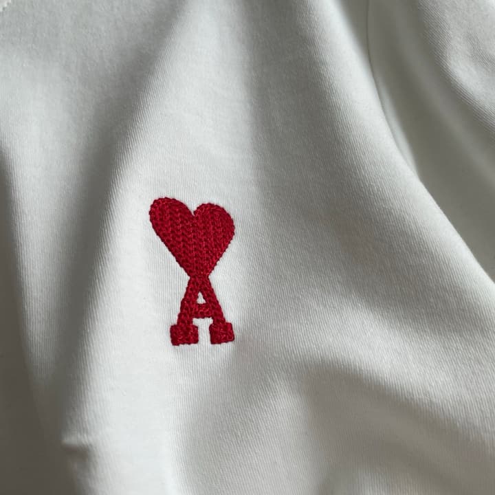 AMI Paris Classic Heart Embroidered Long Sleeve T-Shirt in Black