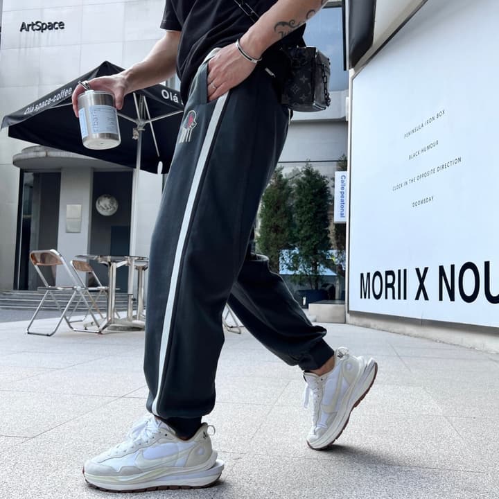 Moncler Logo Print Webbing Jogger Pants – 2023 Spring/Summer Collection in Black