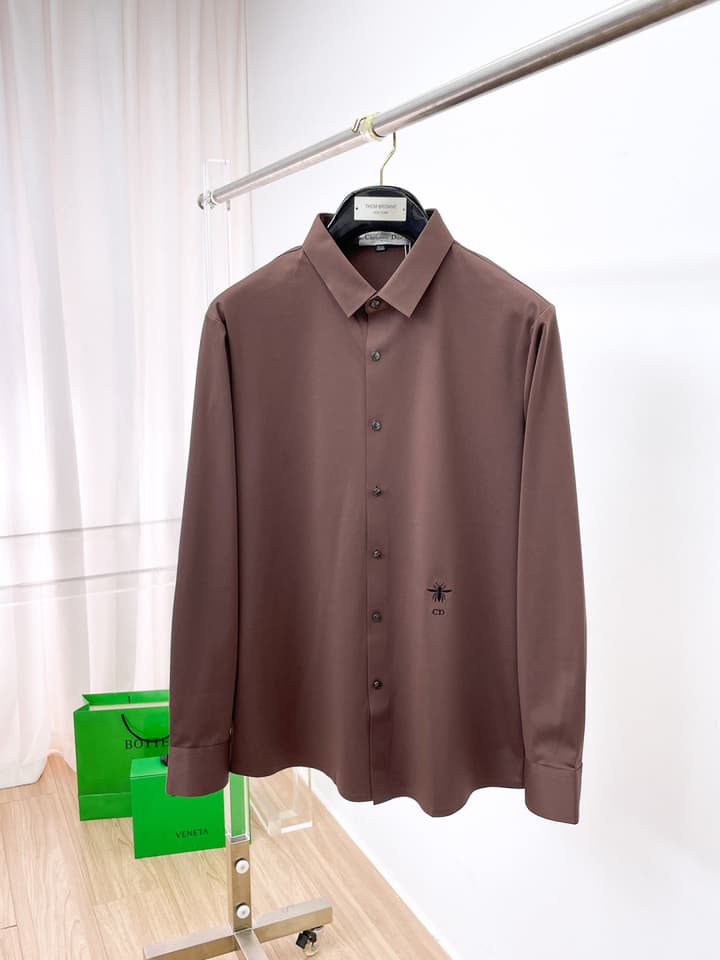Dior Embroidered Logo Long Sleeve Shirt – 2025SS in Classic White