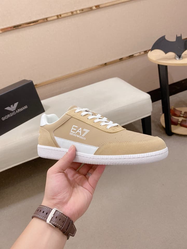 Armani Italian Leather Luxury Sneakers – New Collection in Bright Red