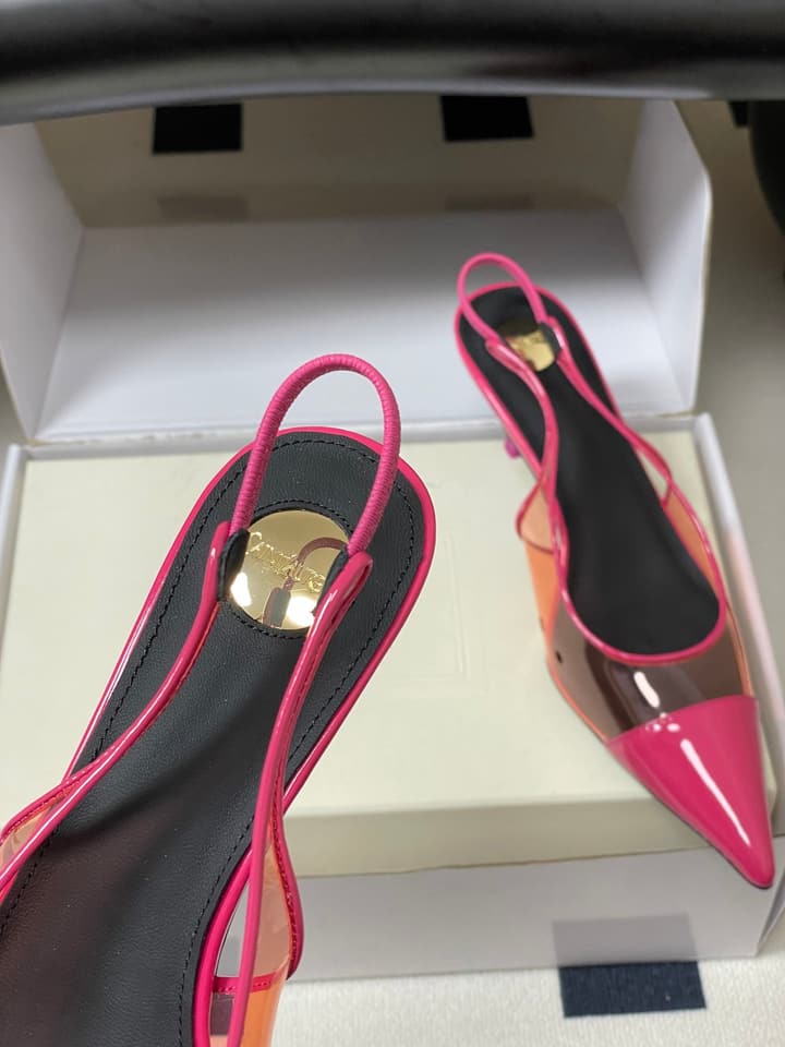 Saint Laurent Pointed PVC Slingback Sandals – 26SS in Beige