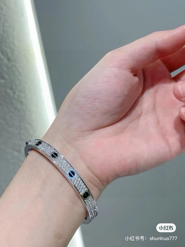 Cartier LOVE Pave Bracelet in Rose Gold Tone Bracelet