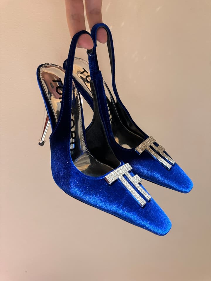 TOM FORD Padlock Velvet Crystal Heeled Sandals – Spring/Summer Collection – 24SS in Black Patent