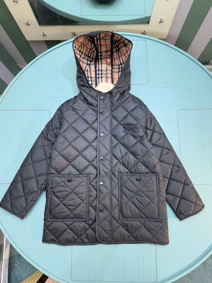 Burberry Mid-Length Puffer Jacket – Kids Collection – 25AW in Dark Charcoal Quilted Jacket