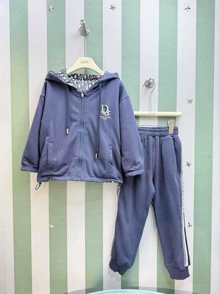 Dior Kids Reversible Windbreaker & Sweatshirt Set – Kids Collection – 25SS in Monogram Blue Set