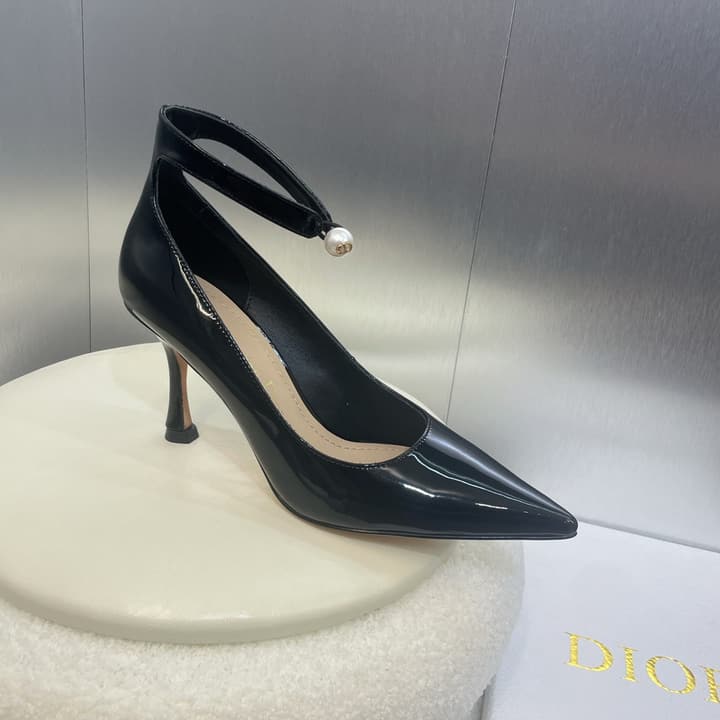 Dior J'ADIOR Jolie Pearl Pointed-Toe Pumps – 2024 Spring/Summer Collection in Glossy Black