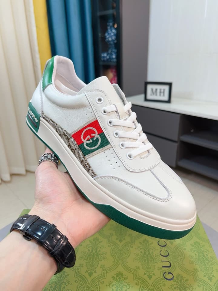 Gucci New Season Casual Fashion Sneakers in Black With Web Stripe