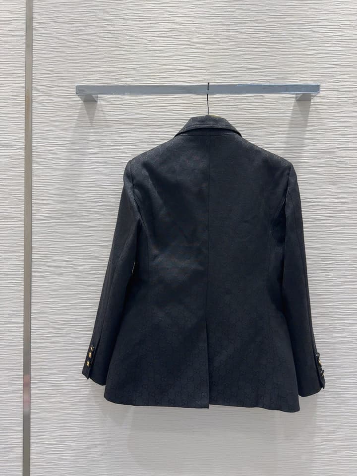 Gucci Lapel Jacquard Blazer in Black Jacquard