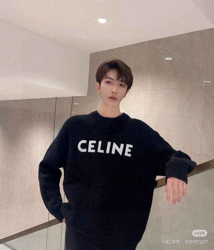 Celine Classic Embroidered Crewneck Sweater in Army Green