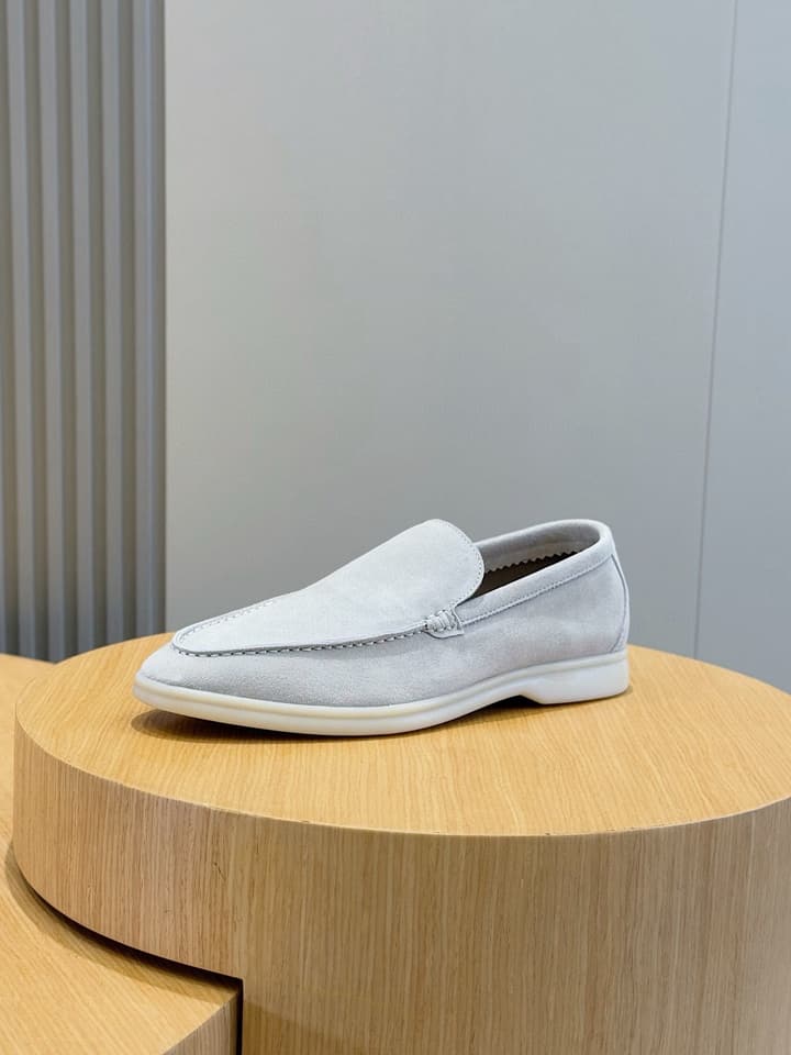 Loro Piana Italian Handmade Suede Loafers in Camel Brown Suede