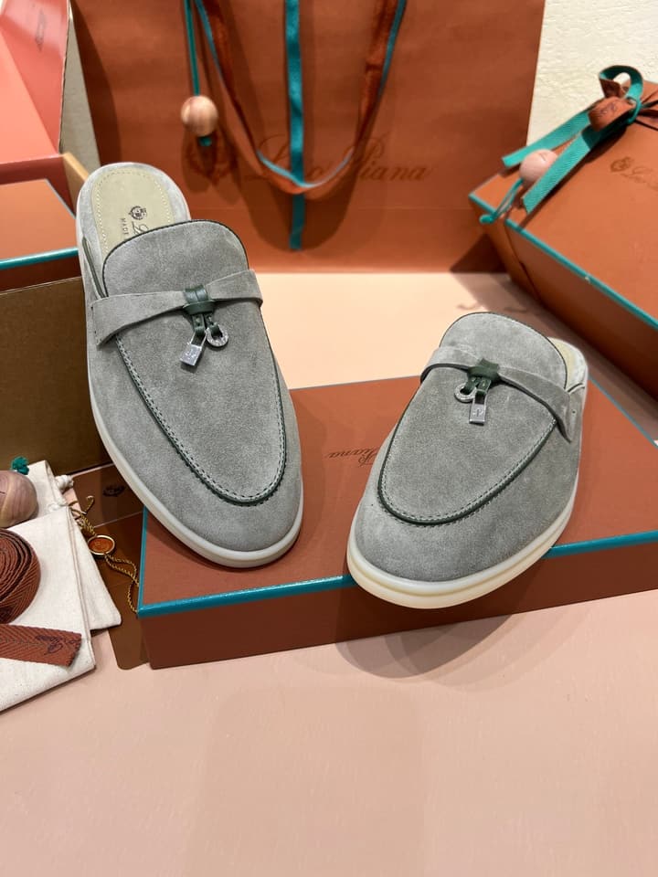 Loro Piana Women's Mules in Aqua Blue Suede