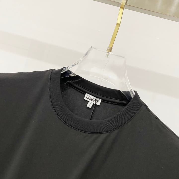 Loewe Rabbit Embroidery Mercerized Cotton T-Shirt in Black