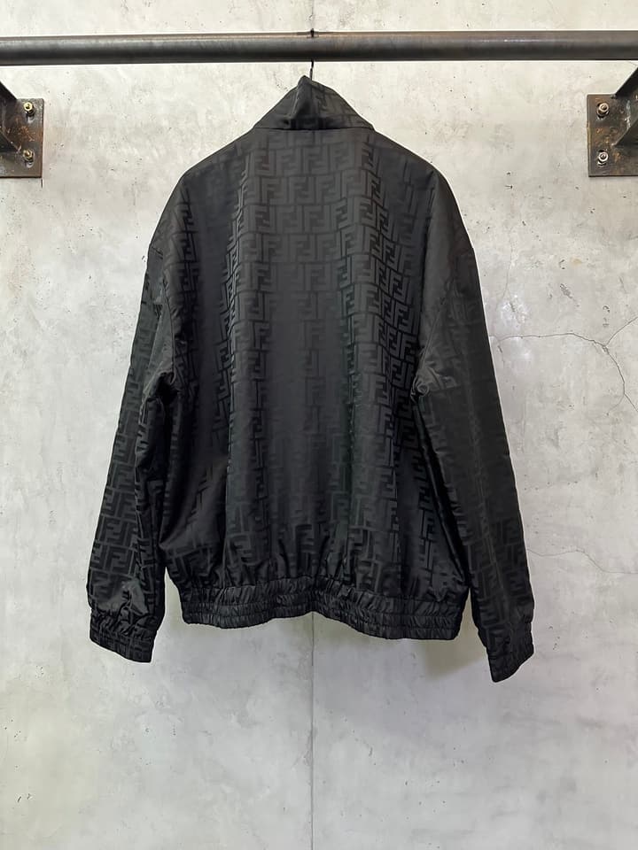Fendi Stand Collar Nylon Bomber Jacket in Black Jacquard Bomber Jacket
