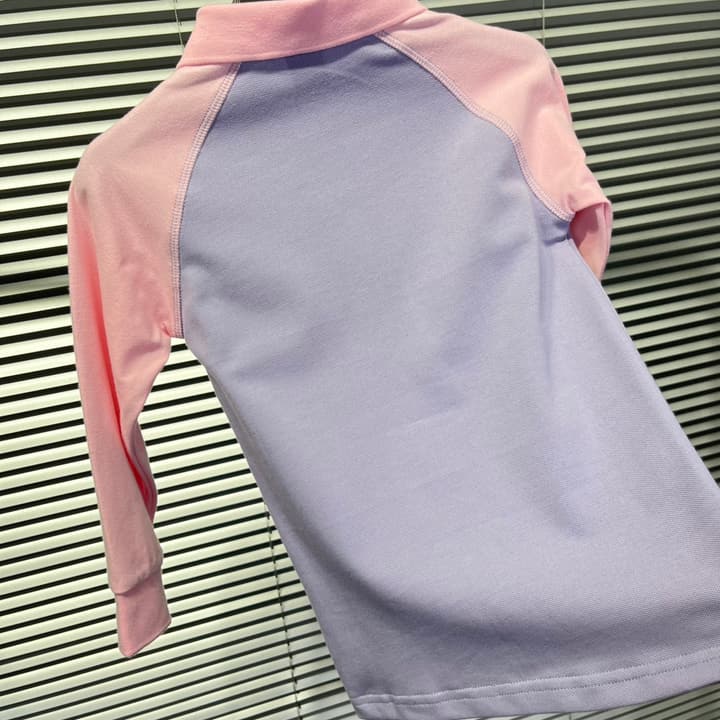 Ralph Lauren Color-block Long Sleeve Polo Shirt – Autumn Collection – Kids Collection in Lavender And Pink Color Block