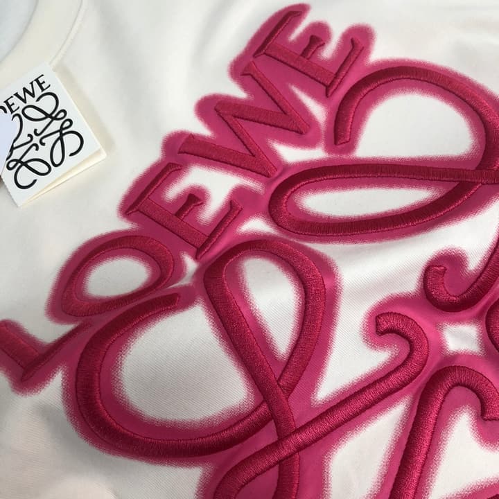 Loewe Embroidered Logo Cotton T-Shirt in Apricot