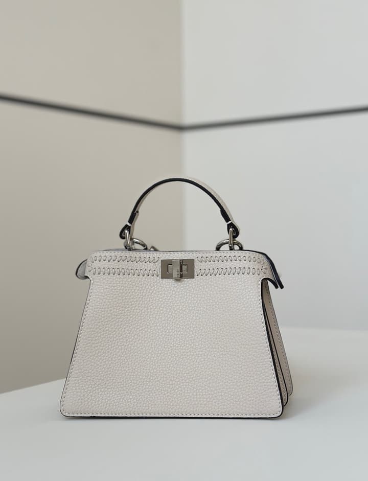 Fendi Peekaboo I See You Petite Handbag in Light Taupe Woven Logo