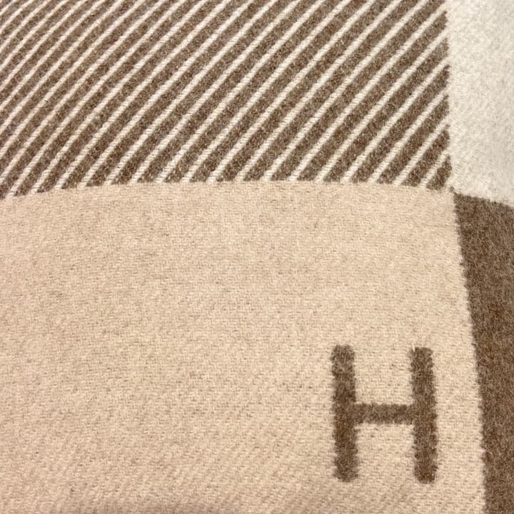 Hermès H Riviera Wool Cashmere Blanket in Beige And Brown Block