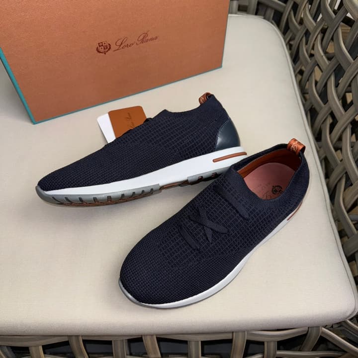 Loro Piana Flexy Walk Wool Knit Sneakers in Midnight Blue