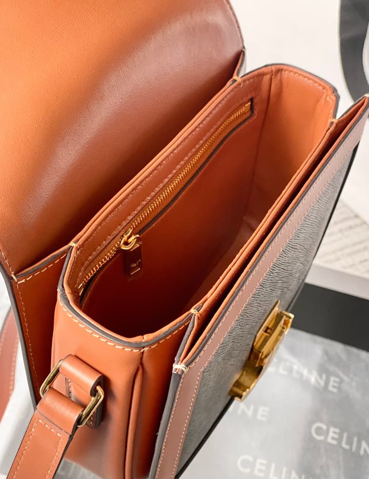 Celine Triomphe Monogram Tofu Shoulder Bag – 2020 Collection in Dark Triomphe Canvas