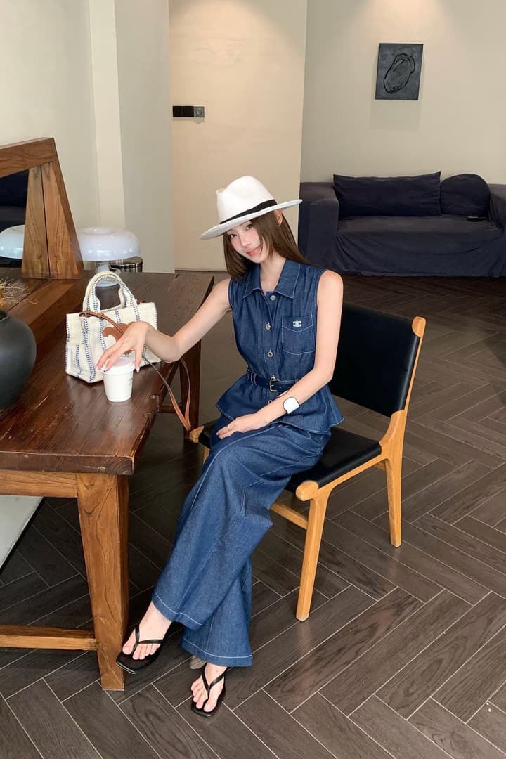 Celine Denim Matching Set in Royal Blue
