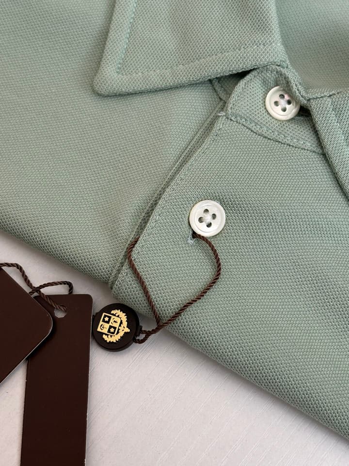 Loro Piana LP Logo Embroidered Pique Cotton Polo Shirt in Dark Brown