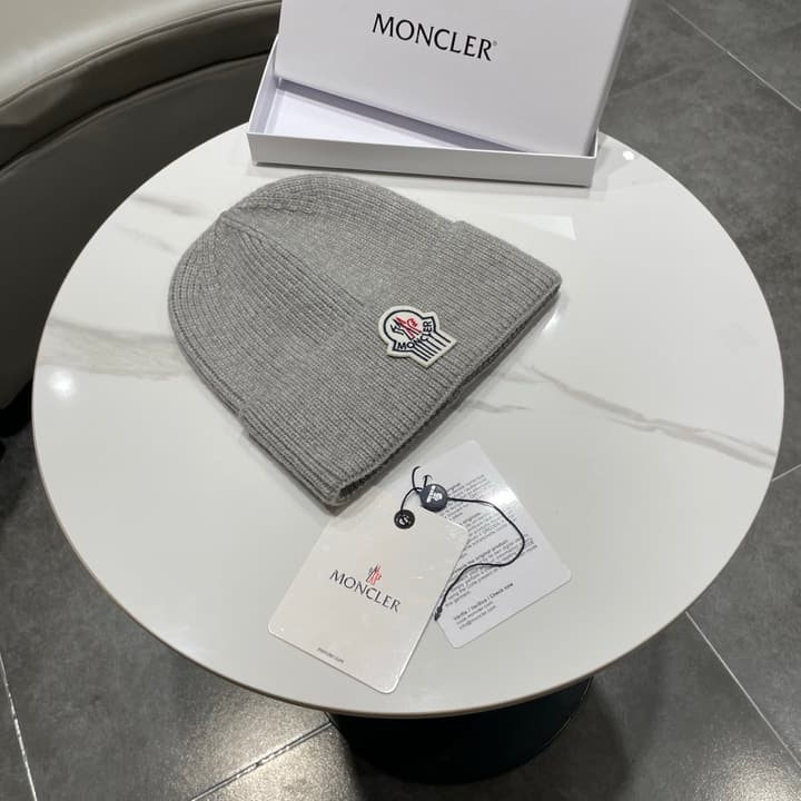 Moncler Knitted Beanie Hat in Classic Black