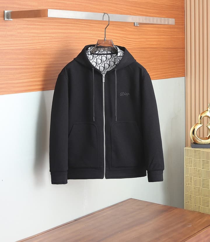 Dior Oblique Monogram Sweatshirt Jacket – 25SS Early Autumn Collection in Classic Black
