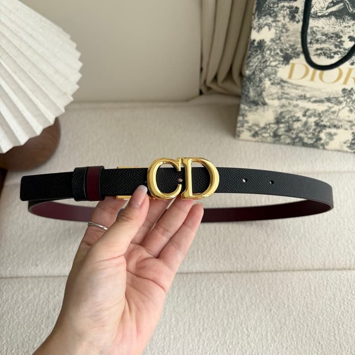 Dior Reversible Calfskin CD Buckle Belt in Black/burgundy With Gold Hardware