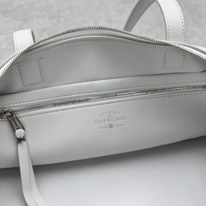 Balenciaga Carrie Leather Bowling Bag – Small in Mint Green