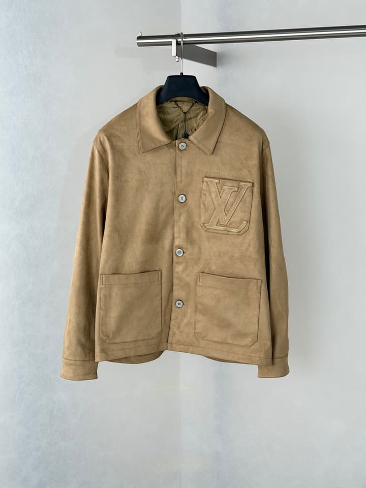 Louis Vuitton 3D V Embroidered Suede Workwear Jacket