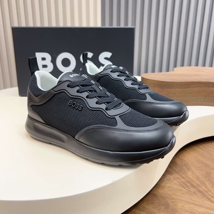 Boss Men's Knit and Leather Sneakers