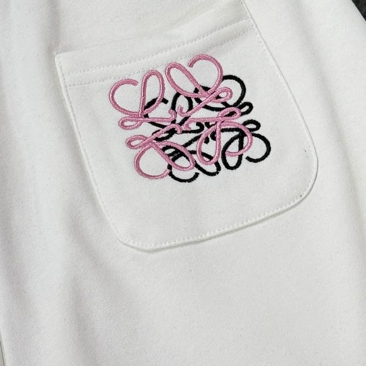 Loewe Classic Element Embroidered Shorts in Black With Blue Anagram Logo