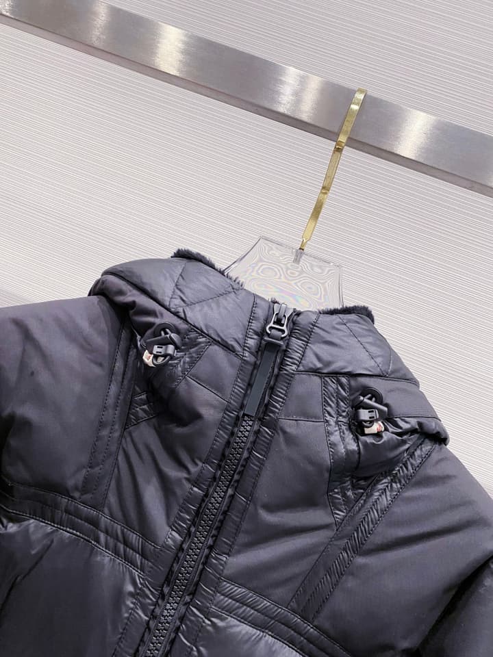 Moncler Grenoble Morgins Shearling-Lined Down Jacket in Black Tech Down Jacket