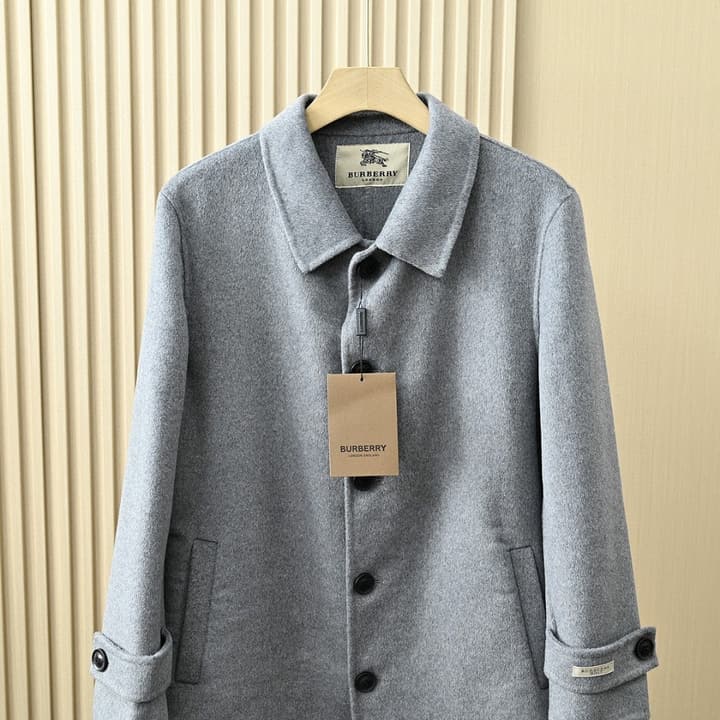Burberry Men's Double-Faced Wool Trench Coat – 2025FW in Classic Black