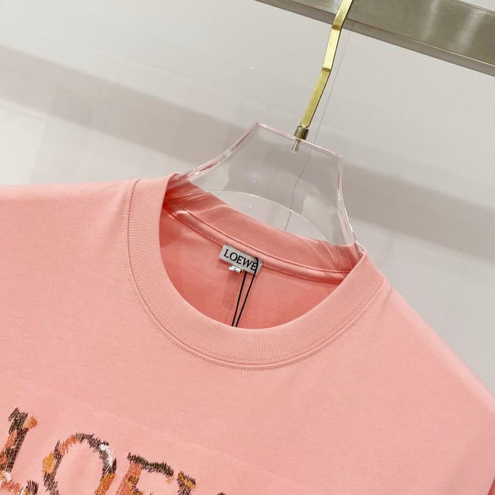 Loewe Rainbow Logo Embroidered Cotton T-Shirt in Classic Black