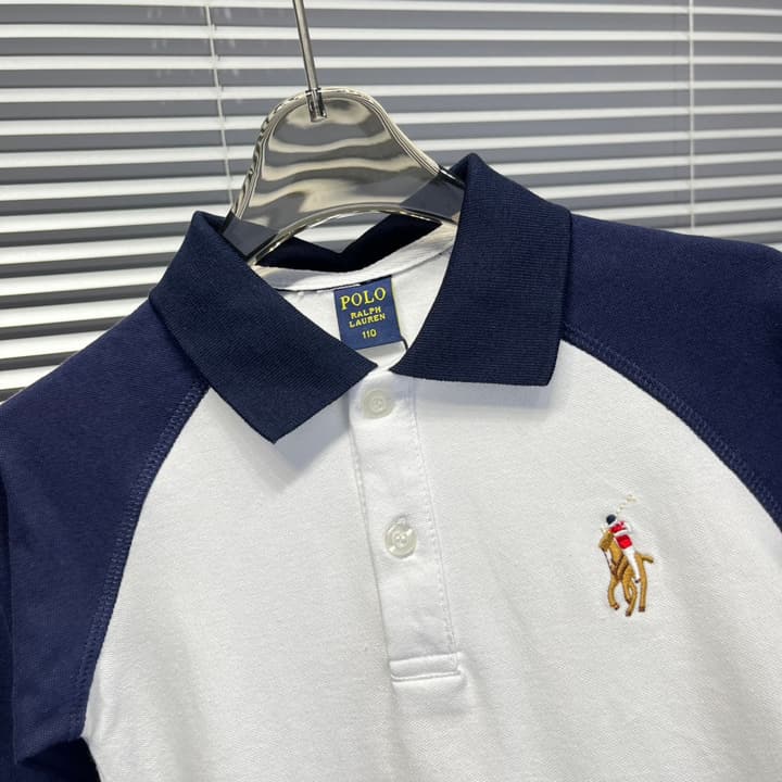 Ralph Lauren Color-block Long Sleeve Polo Shirt – Autumn Collection – Kids Collection in Lavender And Pink Color Block