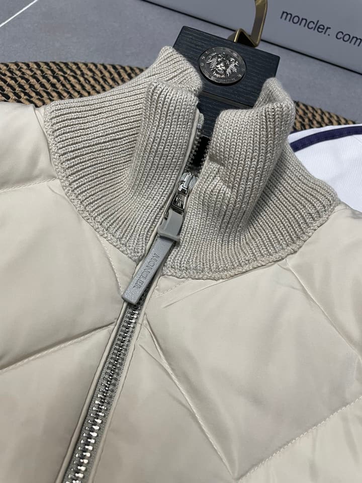 Moncler Men's Knit Down Spliced Jacket – New Collection in Beige