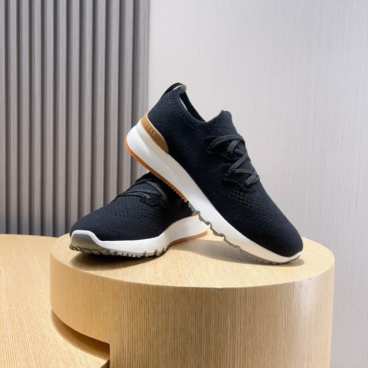 Brunello Cucinelli Men's Flyknit Sneakers – New Collection in Black Smooth