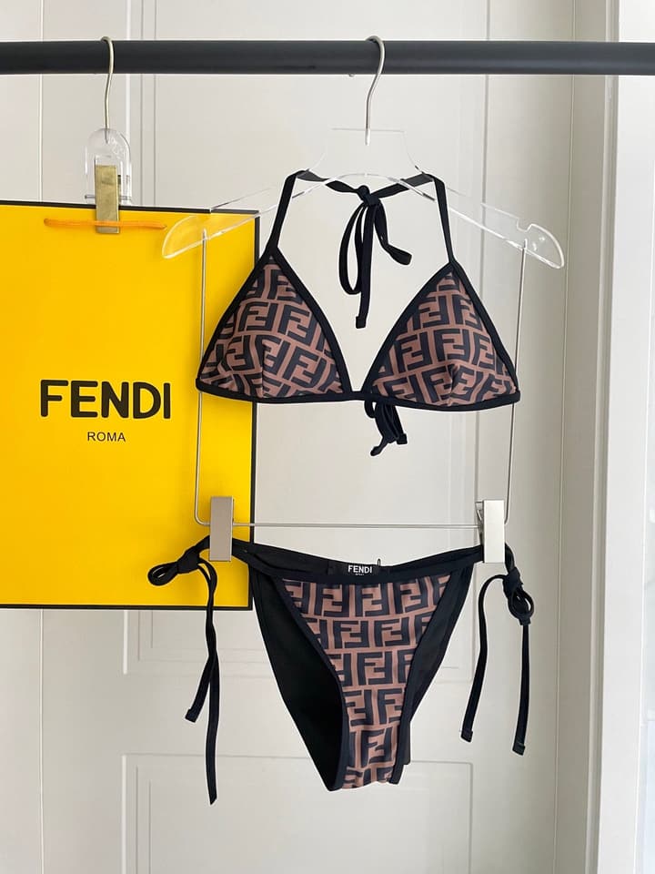 Fendi Versatile One-Piece Swimsuit in Brown Monogram Bikini