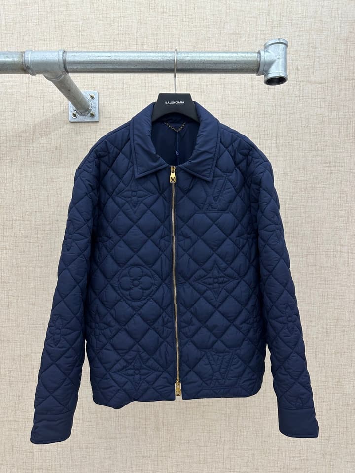Louis Vuitton Diamond Quilted Jacket in Deep Navy Quilted Jacket